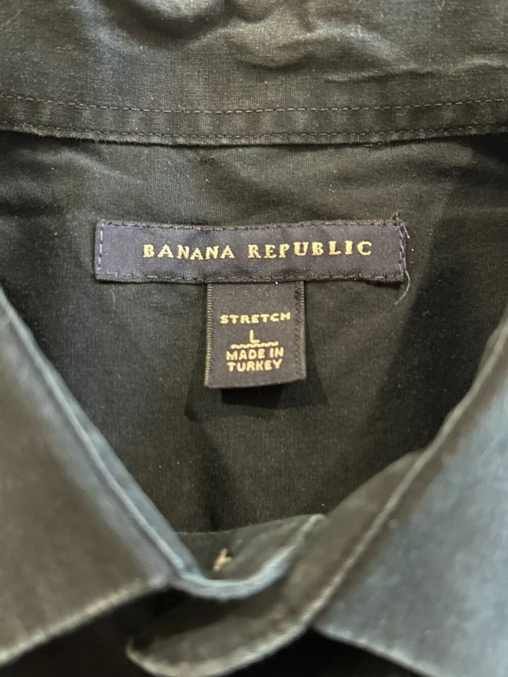 Banana Republic Mens Dress Shirt Black Large 97% Cotton 3% Spandex